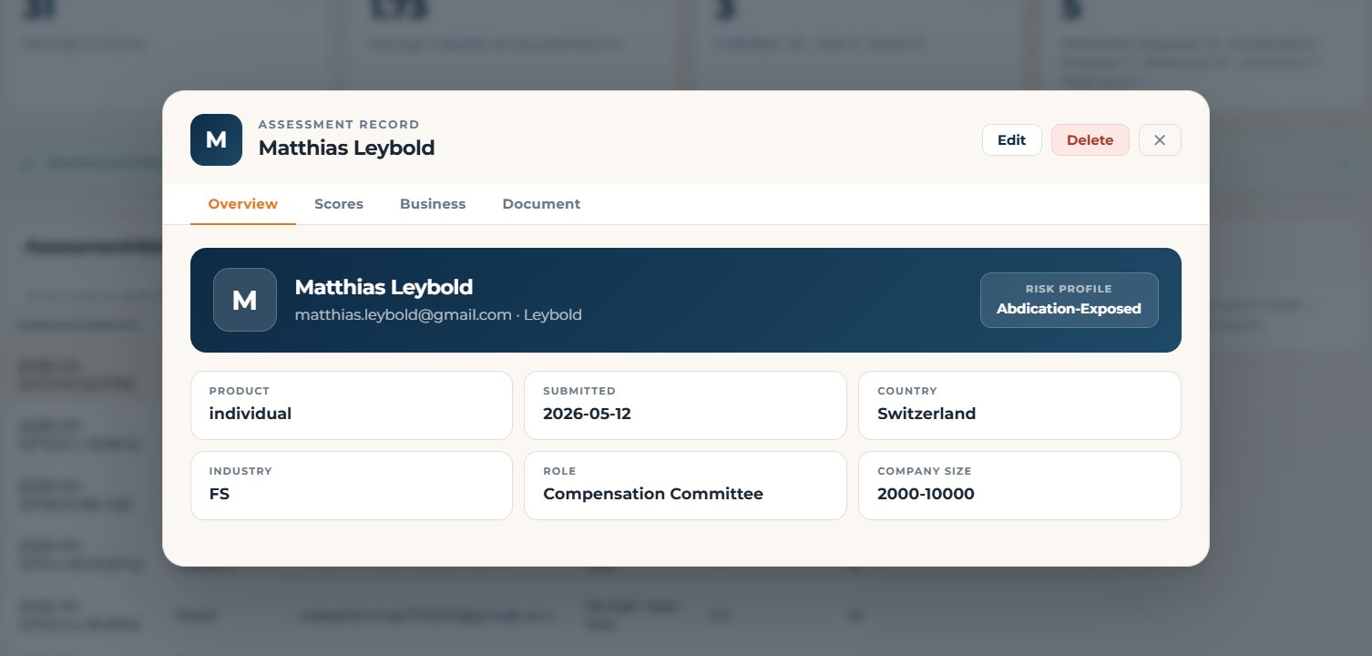 Assessment record detail view